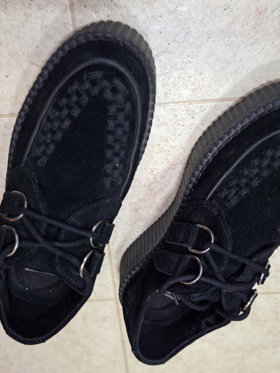 T.U.K Shoes - T.U.K Black Suede Creeper Loafers - A Yungblud Favorite